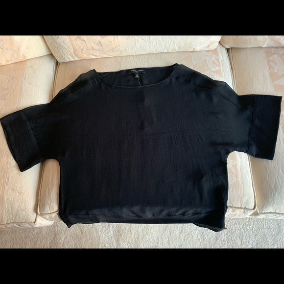 BANANA REPUBLIC PETITE BLACK SILK BLOUSE - Picture 6 of 8